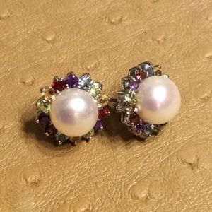😍925 Silver Pearl & Gemstone Earrings😍